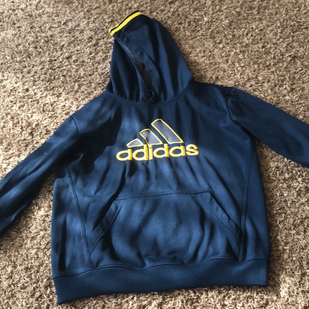 Blue and bright yellow adidas hoodie